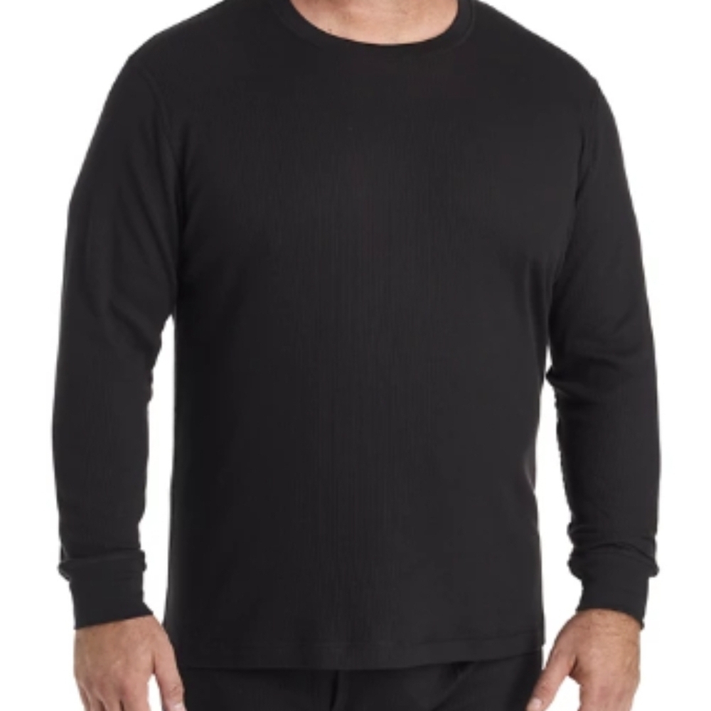 Harbor Bay Men's Black Crew Neck Thermal Shirt